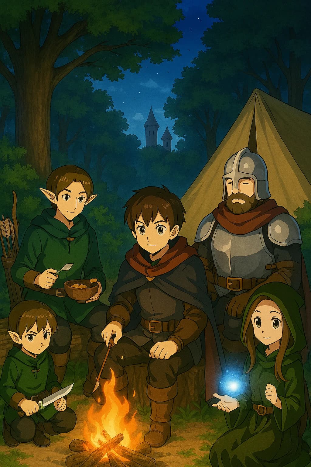 Group of players camping together